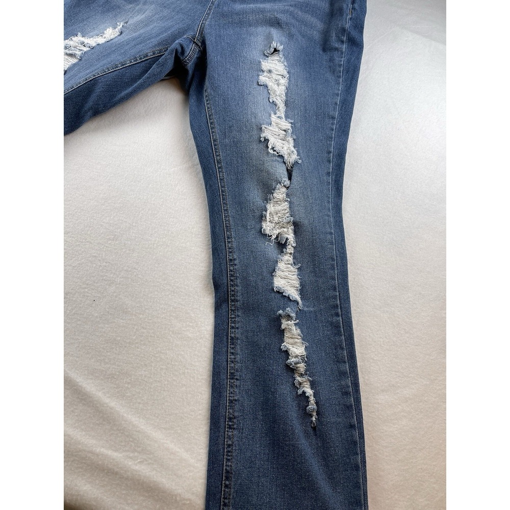 Ashley Stewart Denim Overalls Distressed Size 18 - Picture 3 of 15